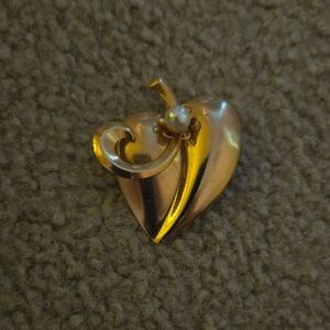 Asymmetrical Gold Brooch with Abstract Design